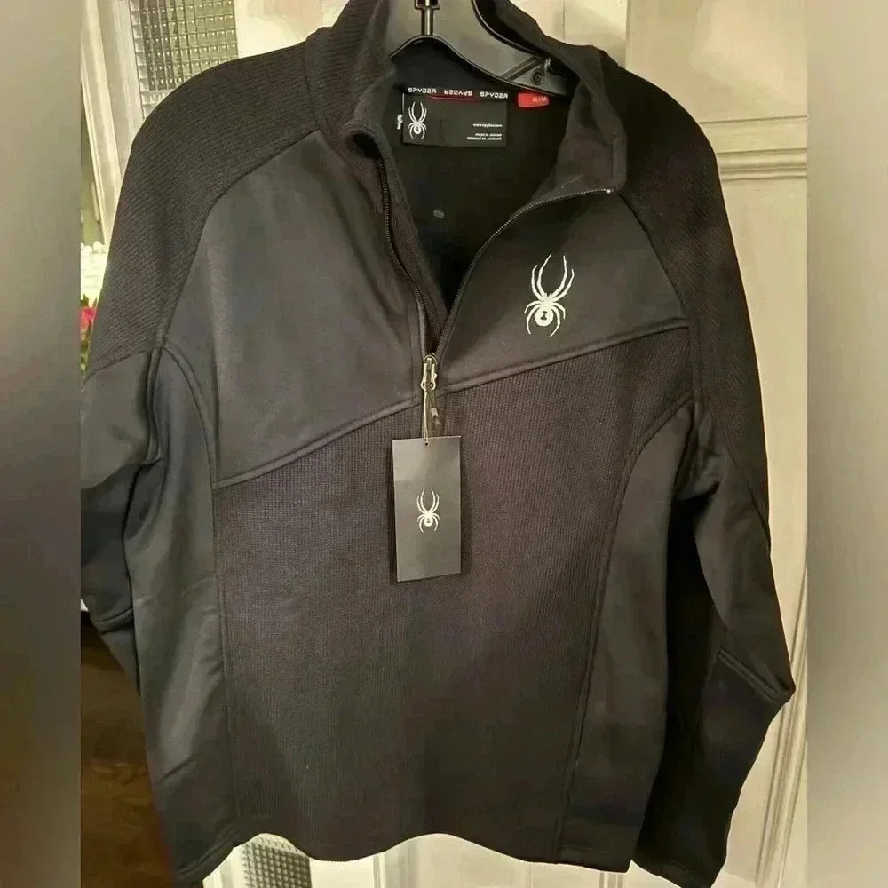 Spyder lightweight men’s 1/4 zip jacket black sz medium NWT